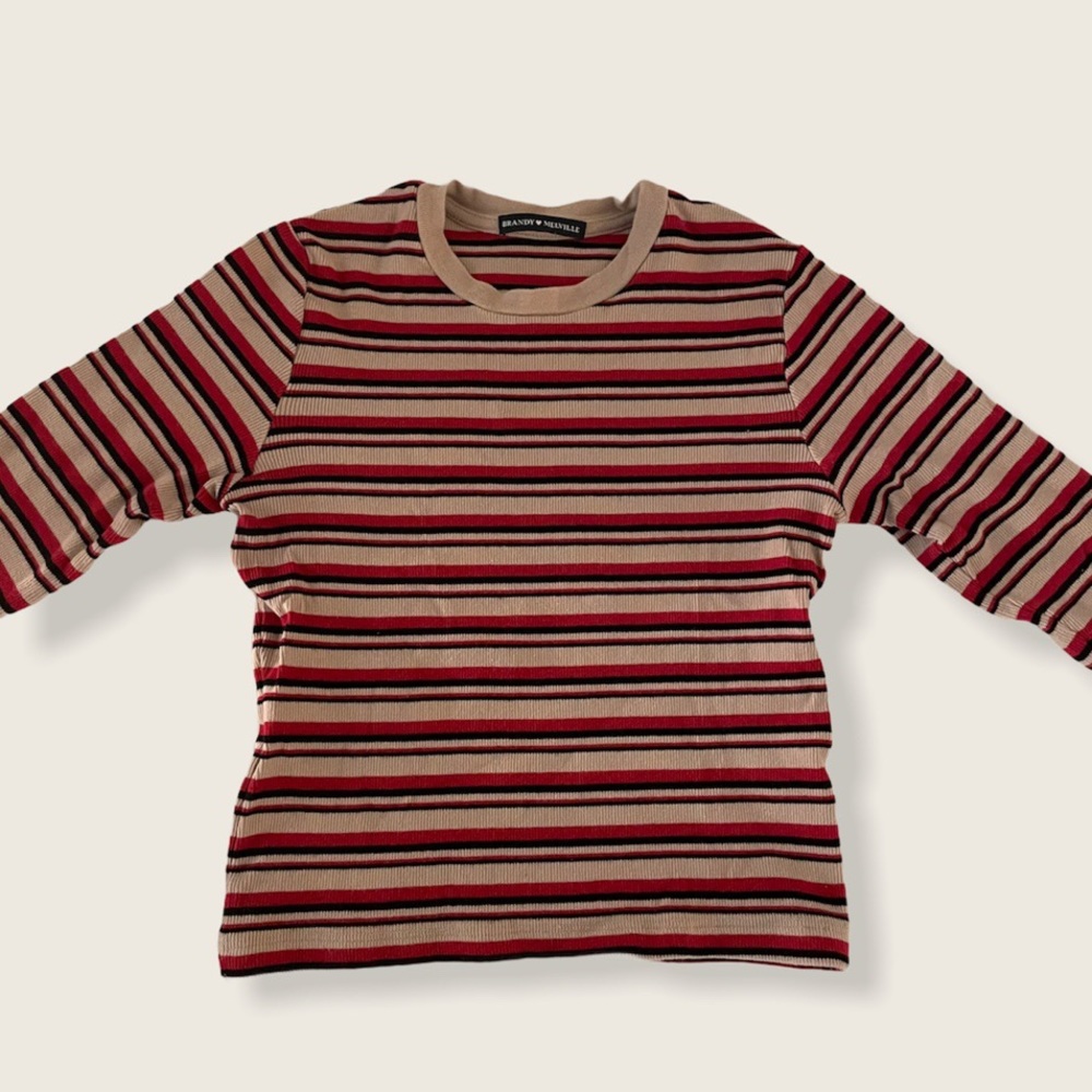 brandy melville multicolored long sleeve crop top